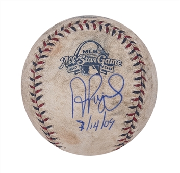 2009 Albert Pujols Signed & Game Used OML Selig Baseball From All-Star Game At Busch Stadium (MLB Authenticated & Beckett)
